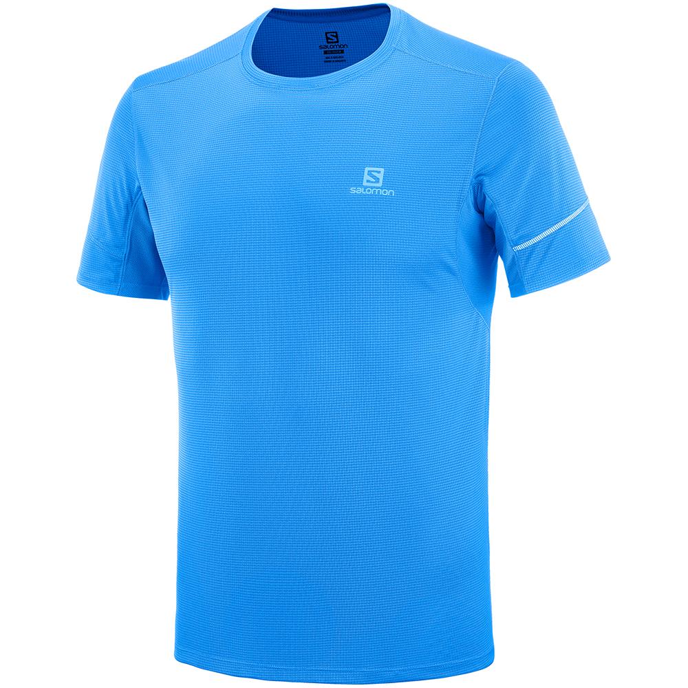 Salomon Singapore Mens T-shirts - AGILE SS M Indigo | 26015-GLDJ